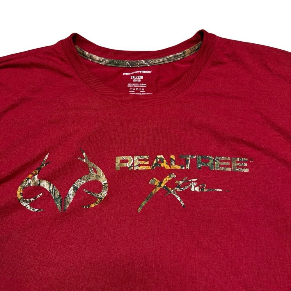 Realtree Unisex Red Logo Deer Antler Camo Detail Short Sleeve T-Shirt Size 2XL - Picture 1 of 6